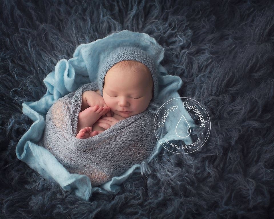 Photographers Prop, Layering Piece, Layering blanket Pale Blue Baby Boy