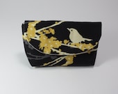 Bird on Branch Clutch - Aspen Clutch - Black Clutch - Small Clutch - Make up Clutch