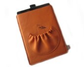 leather Ipad 3 & 4 sleeve orange swallow nest