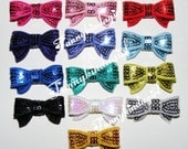 Mini Sequin Bow Hair Clip Baby Barrette Choose One from 13 Colors Silver Green Pink Red Black