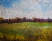 Oil Painting, Original Landscape, Field and Woods, 8"x10"