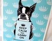 Keep Calm Boston Terrier with Crown - 8x10 Eco-friendly Print