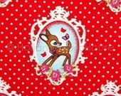 Retro Deer in Red Fabric  - Extra Wide Dutch design fabric