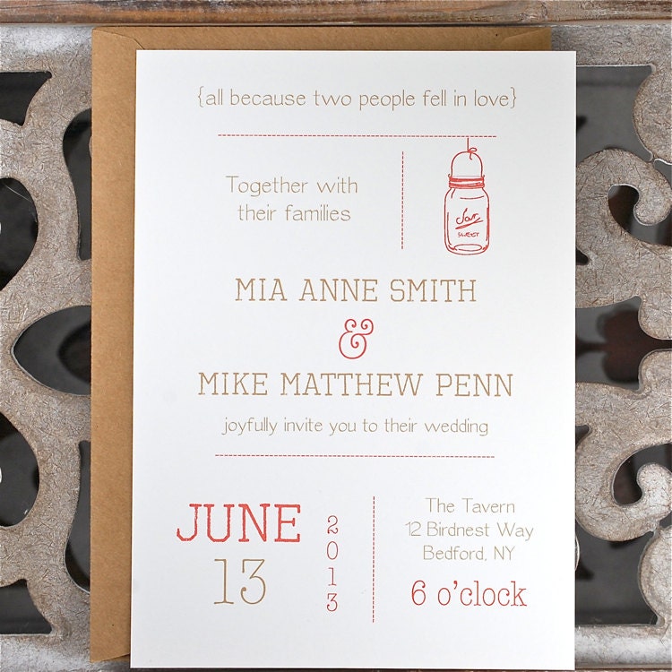 Wedding Invitations . Wedding Invites . Rustic Wedding Invitations . Mason Jar Wedding Invitations - Rustic Mason Jar