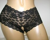 Not for the Shy Sexy Crotchless Lace Boy Shorts Panties Size Small