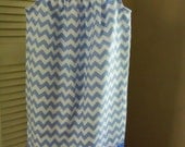 Girls Sundress Chevron Pattern Blue Pillowcase Dress Girls Clothing