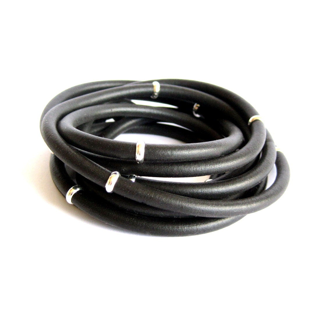 urban black rubber necklace, industrial bangle, unisex wrap bracelet / choker, long single strand