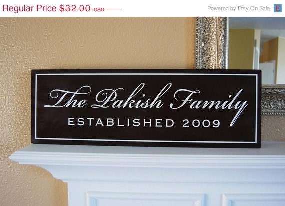 ON SALE Personalized Family Name Sign Painted solid wood 7x22 Custom Family Sign - Perfect Gift Idea - ETS-01