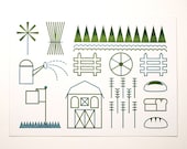Farmhand Letterpress Postcard - Barn
