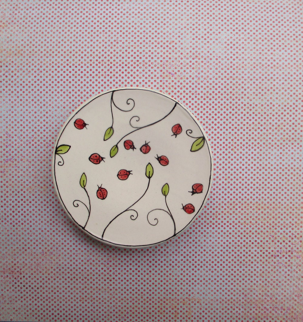 Ladybug dish, ceramic bowl, spring graduation gift