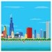 8-bit Chicago Skyline Pixel Art Print