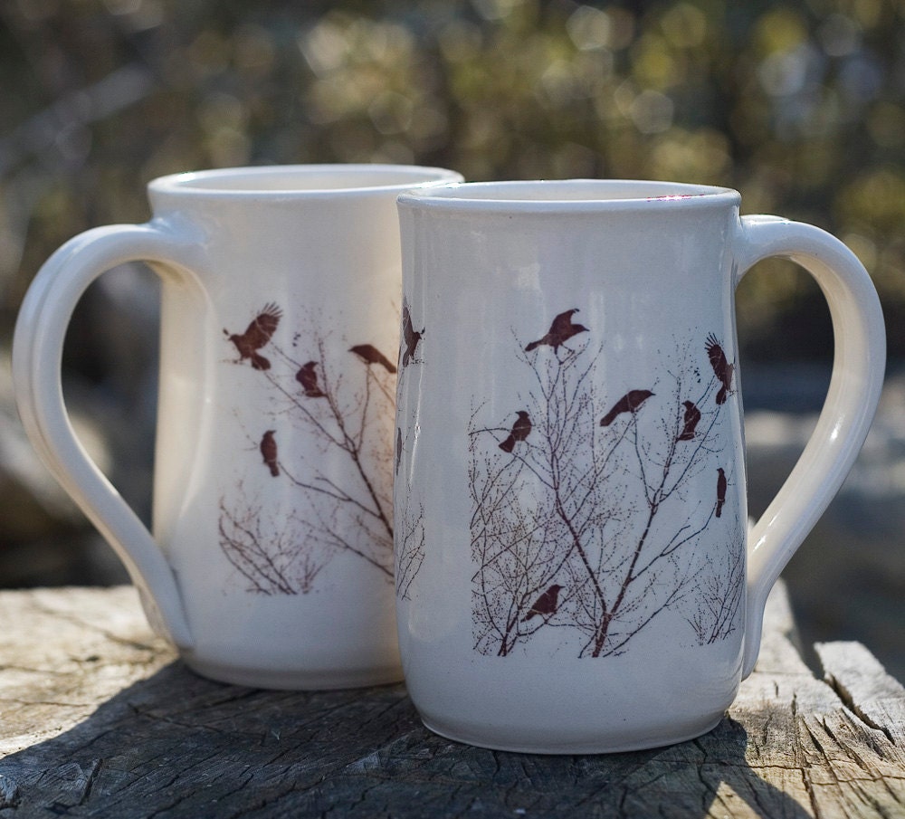 Crow Stoneware Mugs Set of Two by Bunny Safari