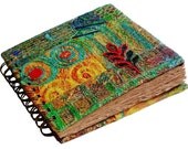 REQUEST A Recycled Handmade Mixed Media Art Journal Blank Spiralbound Brown Paper Pages Collaged Stitched Paper Covers Custom Listing