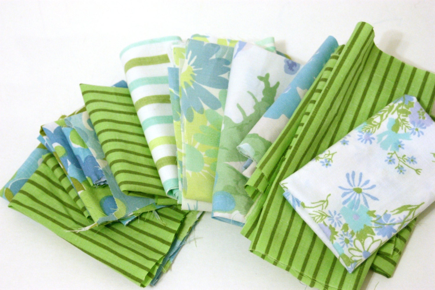 Vintage Sheet Scrap Pack Bundle 2 Ounces Mint Green Aqua