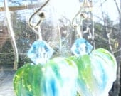 Mother's Day Earrings 2, Sky Blue -SRA Artisan Sculptured Lampwork Rose Buds, Swarovski Crystals, Bali Sterling Silver, Cool, Gift for MOM
