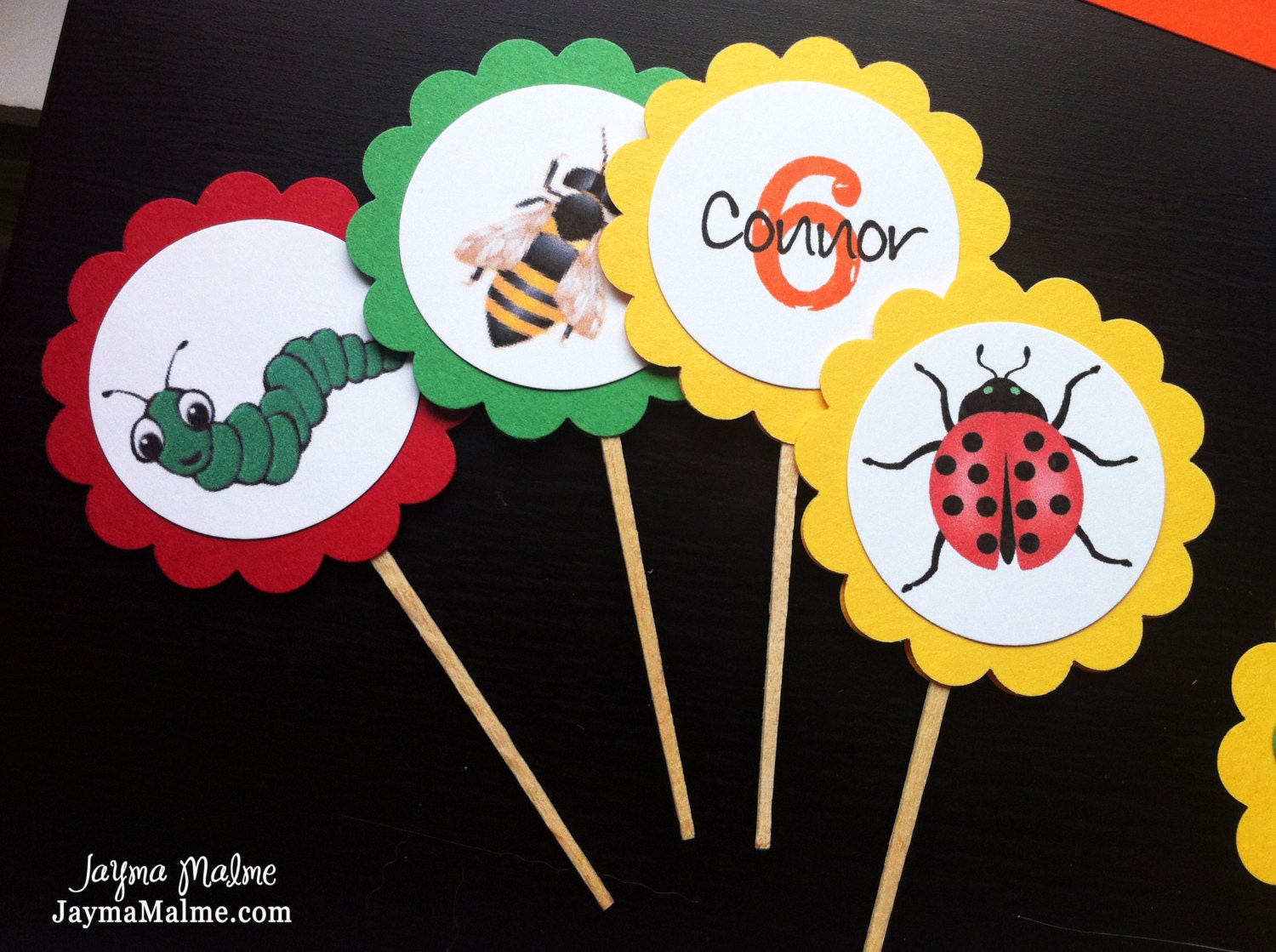 Bugsday Bash Cupcake Toppers - Bug Theme Birthday - Custom