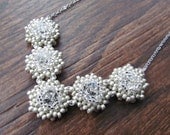 SNOWFLAKE-Swarovski Crystal Beadwork Chevron Bridal Necklace