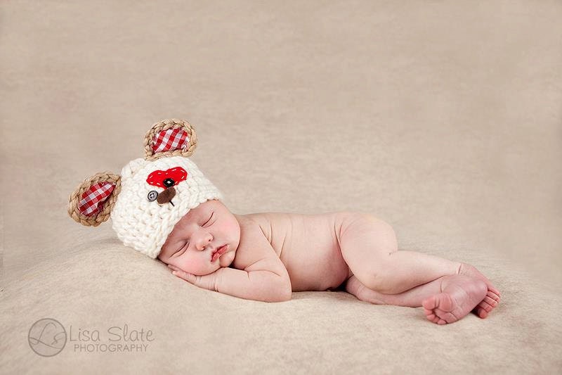 Newborn puppy hat .. baby dog hat .. valentines day hat .. newborn photo prop .. boy .. girl .. NEWBORN SIZE