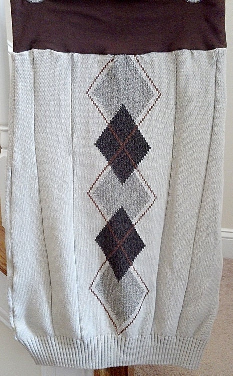upcycled argyle sweater women's skirt SIZE M / L waist 29