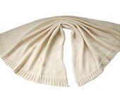 Cable Knit All Seasons Cashmere/Cotton Sensory Baby Blanket -  Italian Yarn - Ivory