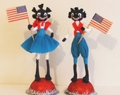Folk Art Patriotic Boy and Girl/ Decoration