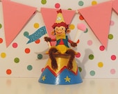 Little Circus Monkey with Flag and Cone