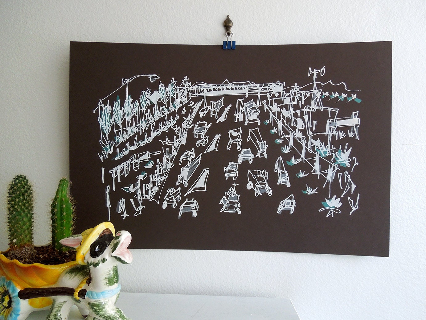 Los Angeles California road trip screenprint - "The Freeway" handpulled limited edition poster (12-1/2 x 19")