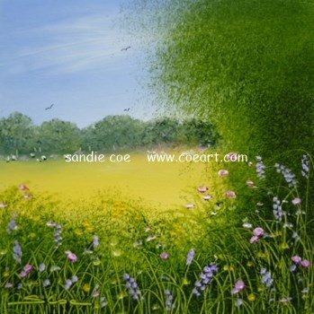 Original Oil Painting "Wildflowers" 4x4 in 9x9 Double Mount Sandie Coe Art on Etsy
