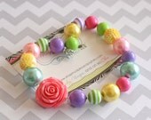 Baby necklace, Spring Fling gumball chunky sparkle stripe jewel bead baby girl toddler necklace photography prop