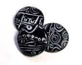 Black Graphic Large Round Buttons  No.74