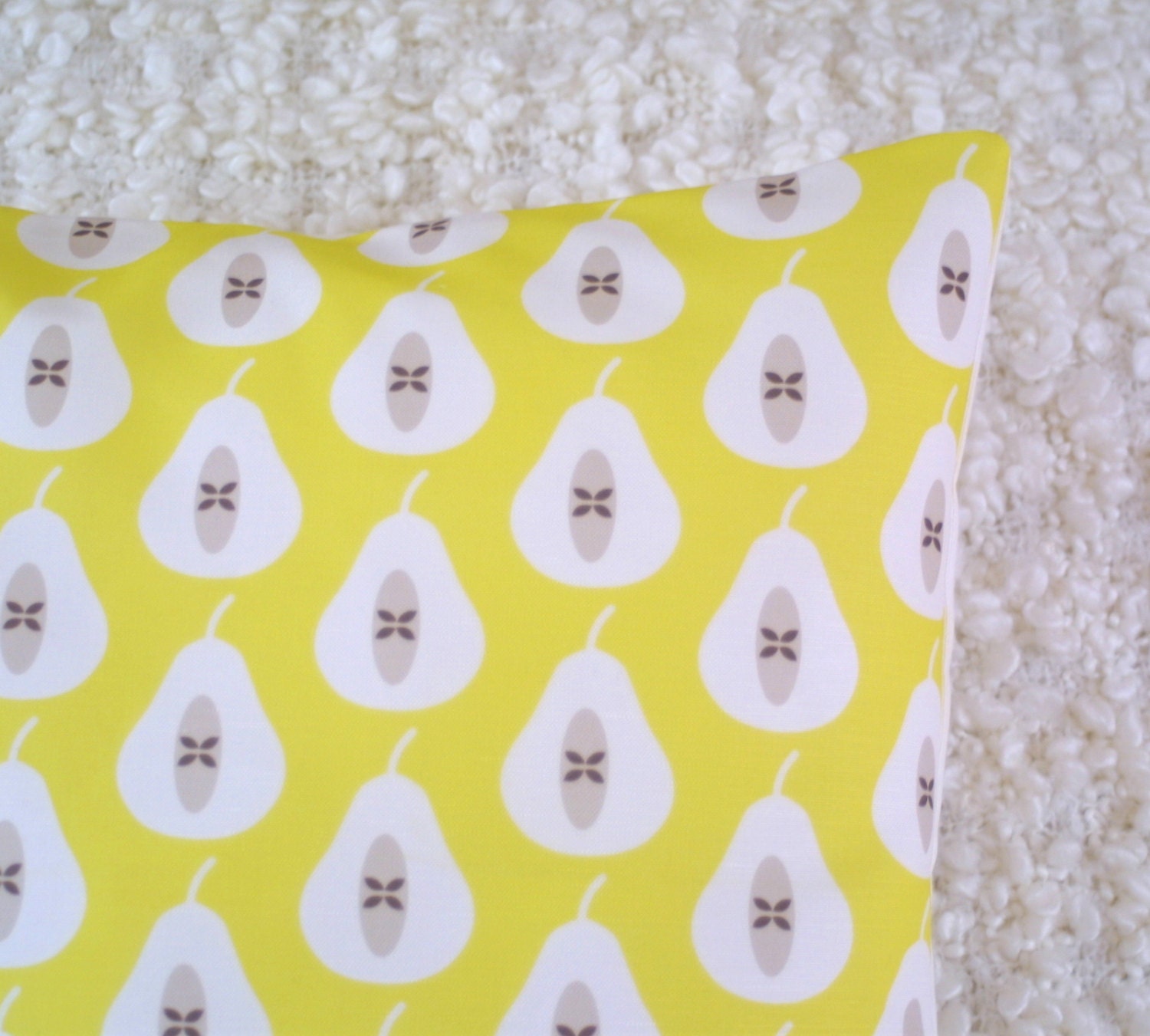 Yellow Pear Print Throw Cushion Cover Pillow Sham