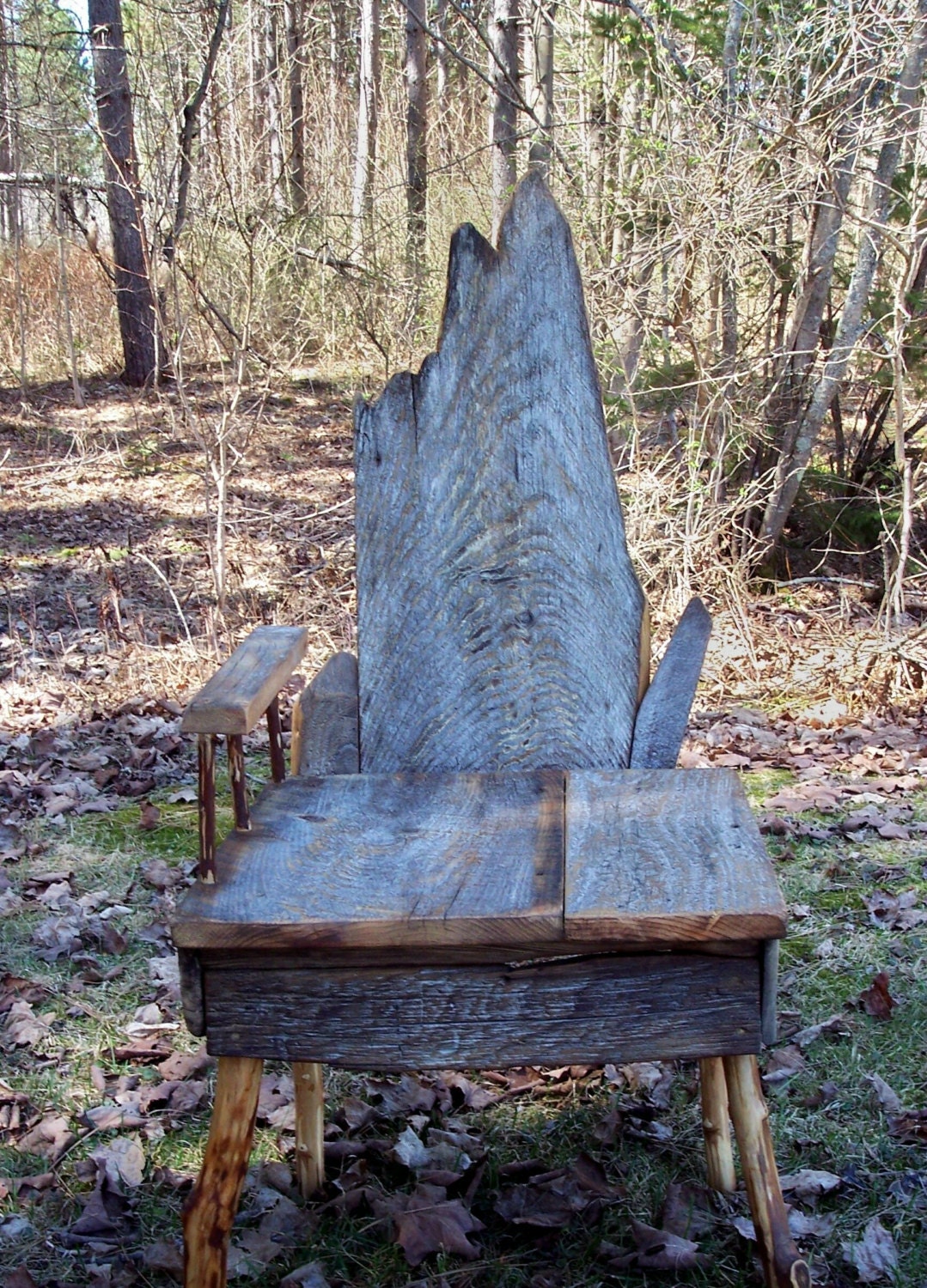 Barn Wood Chair, rustic reclaimed wood one arm chair