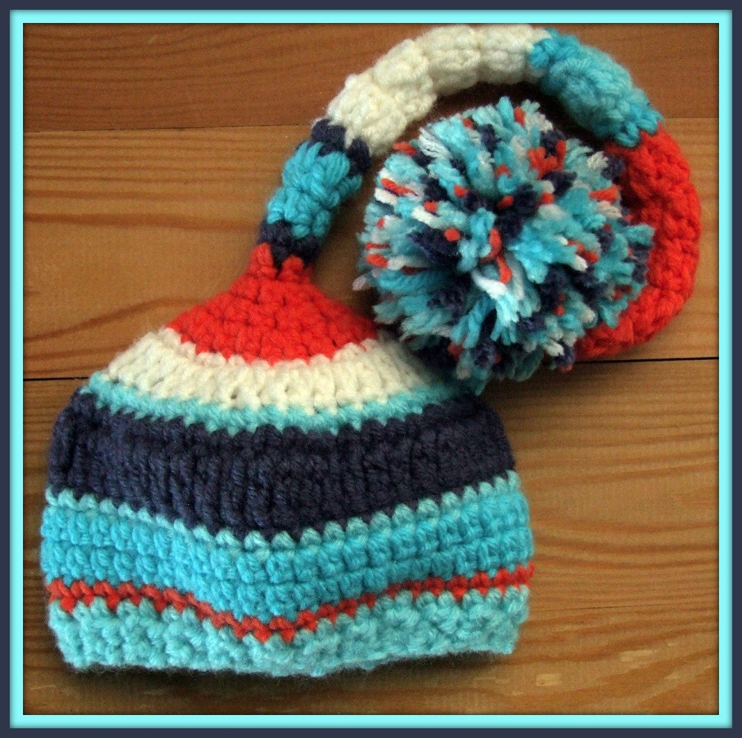 Cute Crochet Baby Hats Crochet Baby Hat Newborn Photo Prop Boy Baby Pixie Hat in Blue READY TO SHIP