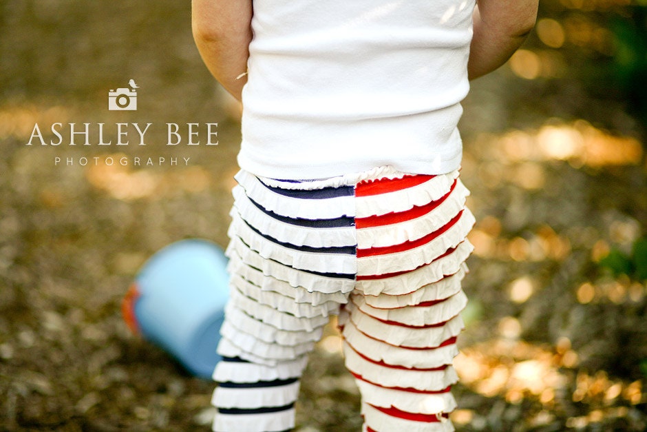 Red White and Blue Ruffle Capris