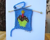 Cupcake // Handknitted Note or Greeting Card