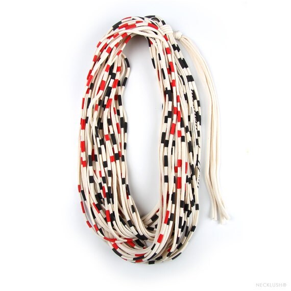 Black & Red Eternity Infinity Scarf - Circle Scarf - Striped scarf SummerFashion Womens Mens Necklace Fabric Jewelry Loop Tribal Scarves CIJ
