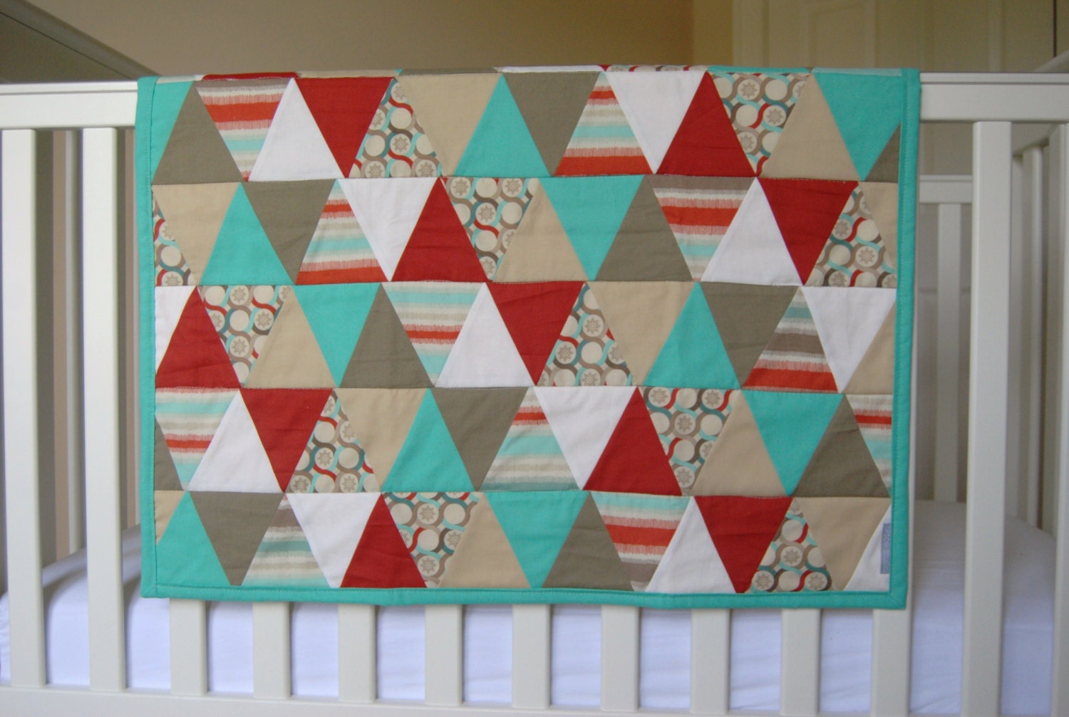 Triangle Baby Quilt or Tummy Time Mat - READY TO SHIP