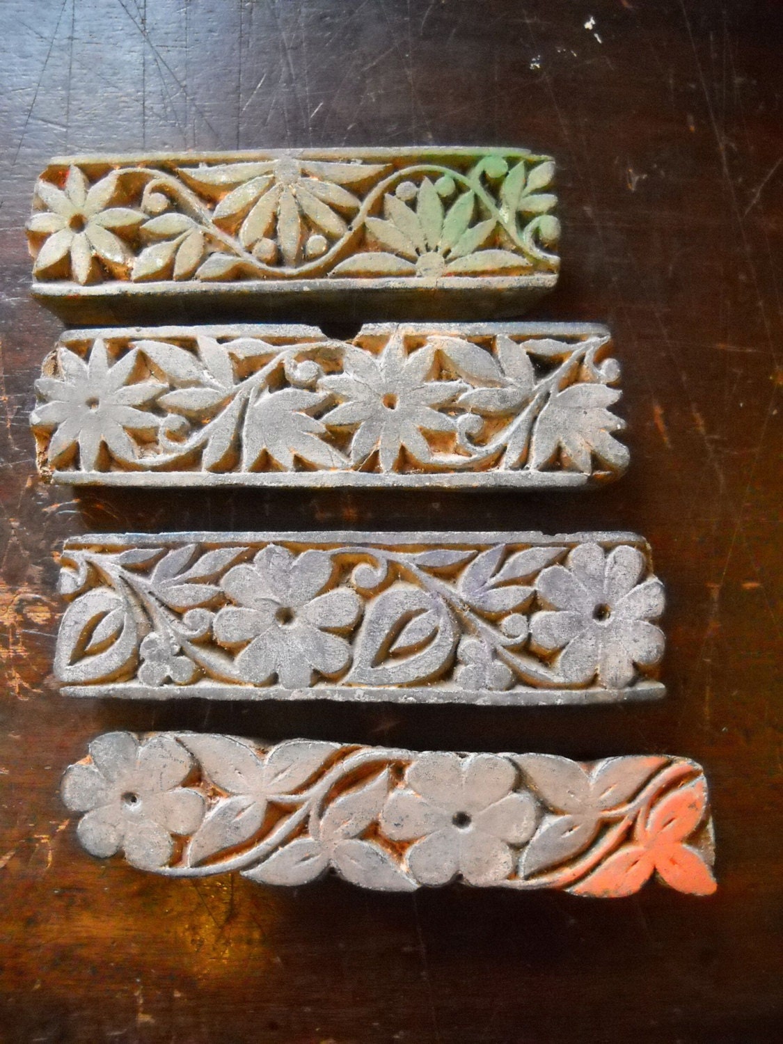 Carved Wooden Floral Borders Print Blocks