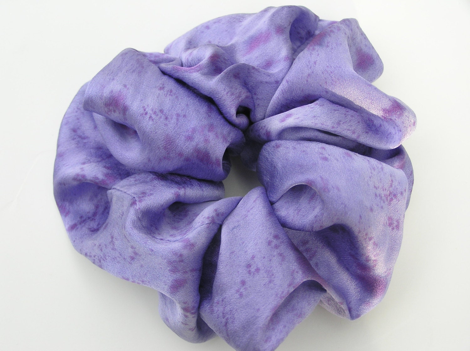 SILK Scrunchie, hand dyed, soft for hair, ponytail, silk, lavendar, purple, violet, one of a kind original