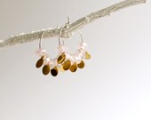 Pink Crystal, Gold Brass Silver Hoop Earrings - Spring Summer Jewellery