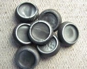 BiG vintage buttons Silver Gray satin scoops 1 1/16" x7