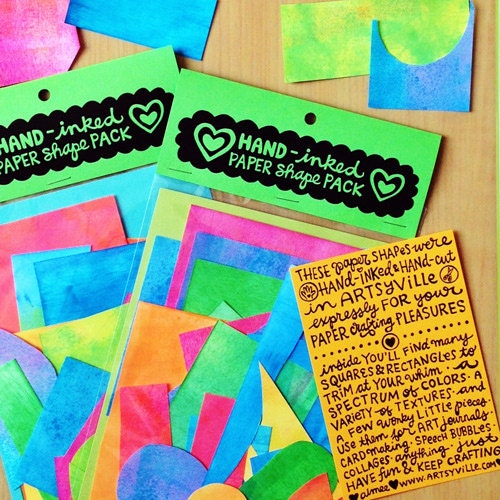 Hand Inked Paper Pack (Scrap Pack for Art Journals, Collage, Mixed Media, Mail Art, Scrapbooks, and Paper Crafting)