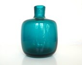 Hand Blown Blue Green Glass Vase