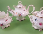 Antique Teapot Creamer Sugar Bowl Set Brown-Westhead, Moore and Company Stoke on Trent
