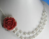 SET of 4 pcs - BRIDESMAIDS -Rose pearl necklace (Custom order - your choice of colour) - WN5