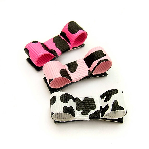 Holstein Cow Hair Clips for Babies, Baby Snap Clips, Cow Print Bows, Cow Tuxedo Bows for Baby Barrettes, Newborn Baby Toddler Girl