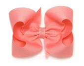 Shell Pink Boutique Bow, 4 inch Hair Bow, Shrimp Pink Bow, Basic Bow, MTMG Pretty Posies, Baby Toddler Girl