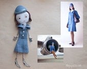 Custom Personalized Art Doll Brooch mixed media collage
