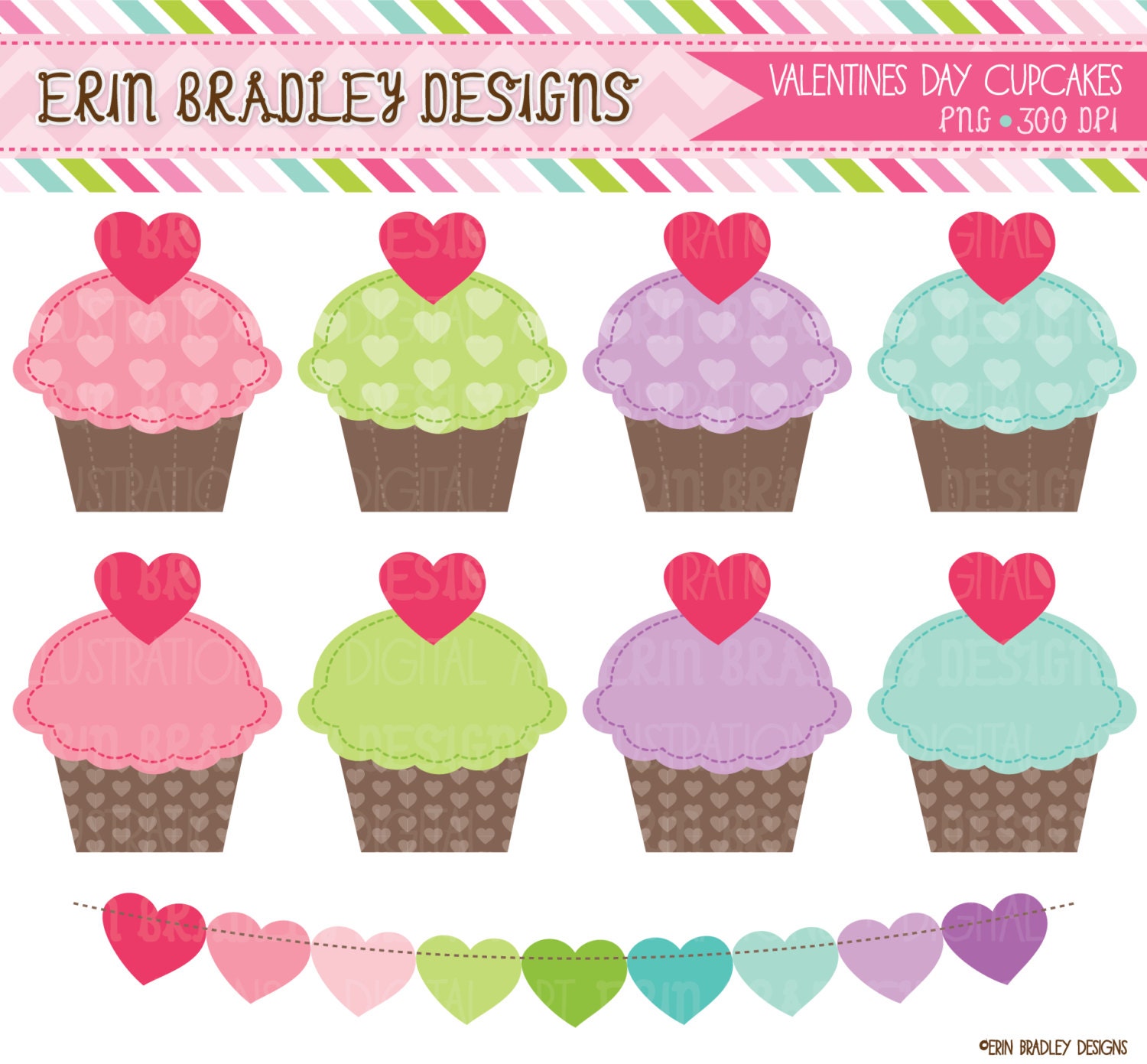 Valentines Day Cupcakes Clip Art Commercial Use Holiday Clipart Graphics Instant Download Il_170x135