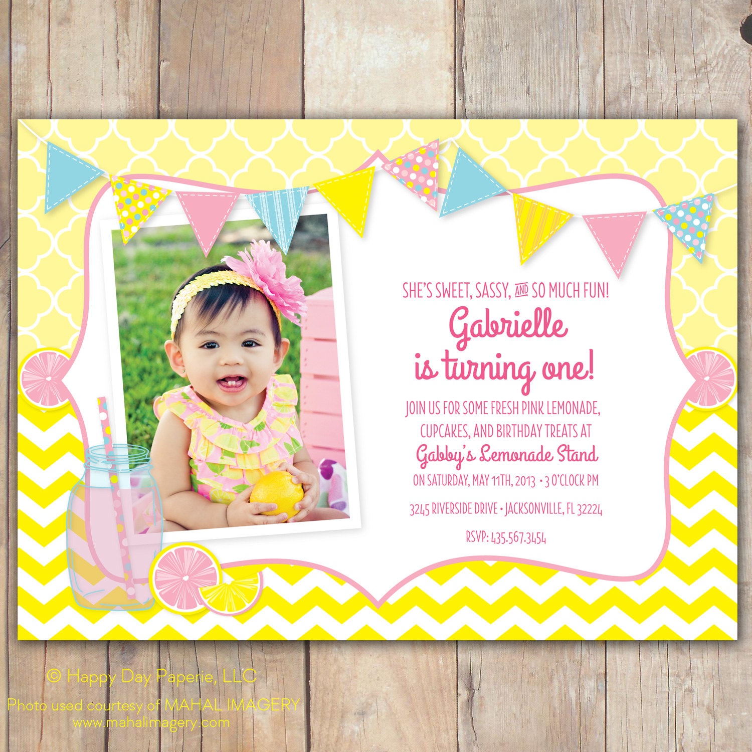 Pink Lemonade - Custom Photo Birthday Invitation for any age Girl Il_170x135